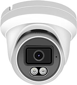 Hikvision/Uniview Compatible 4MP PoE IP Turret Dome Camera with Microphone/Audio, IP Security Camera Outdoor Rated, 98ft IR Night Vision, Waterproof IP66, 108° Wide Angle 2.8mm Lens