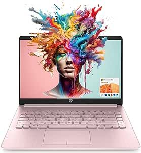 HP Portable Laptop (Include 1 Year Microsoft 365), 14’’ HD Display, 16GB RAM, 64GB eMMC, Intel Quad-Core N4120, Student and Business, Webcam, HDMI, Wi-Fi, RJ-45, Windows 11 Home, Pink