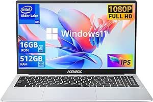 ACEMAGIC Laptop Computer 16GB DDR4 512GB SSD, Intel Quad-Core N95 Processor Windows 11 Laptop, 15.6 inch Laptop with Metal Body Support 1080P, TF Card, WiFi, BT5.0, Type_C, 38Wh Battery