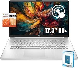 HP 17.3" Display Flagship HD+ Touchscreen Laptop, 16GB RAM, 1TB SSD Storage and P500 250GB Portable Storage, Intel Quad Core, Fullsize Keyboard, HDMI, Type-C, 1-Year Microsoft 365, Windows 11